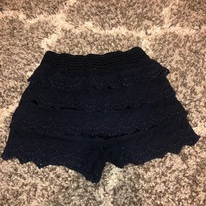 Cato navy blue ruffled shorts